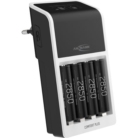 ANSMANN Akku Ladegerät für AAA AA 9V NiMH NICD Akkus + 4x AA 280mAh Akkus