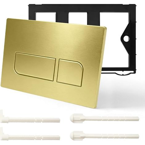 Plaque de commande wc suspendu, plaque de déclenchement wc double chasse avec tiges de chasse et cadre de montage, compatible avec séries GEBERIT SIGMA01/20/30/50 UP300 et UP320 (Or) (1/5)