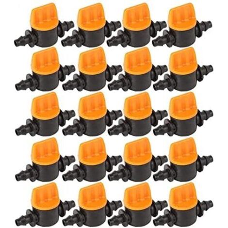 CSPARCV 20-piece irrigation hose valve, thumb drip valve with barbs, shut-off valve for irrigation hoses, mini double barbed capillary valve 4/7--DTEKGAZ