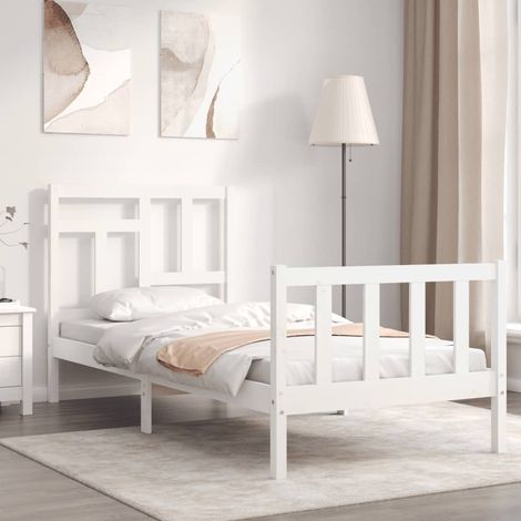 Bed Frame without Mattress White Single Solid Wood Pine vidaXL (1/5)