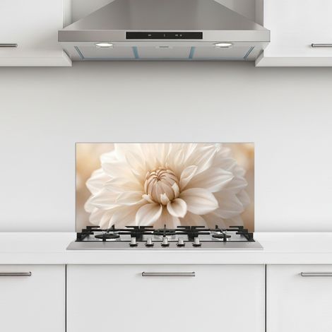 CRÉDENCE CUISINE Fleur - Dahlia - Blanc 60x30 cm