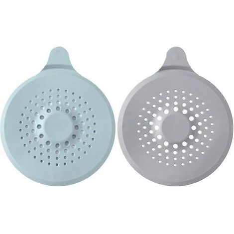 Couvercle de bonde de douche en silicone ventouse anti-cheveux, filtre évier/baignoire/cuisine 17x14 cm vert gris (1/4)
