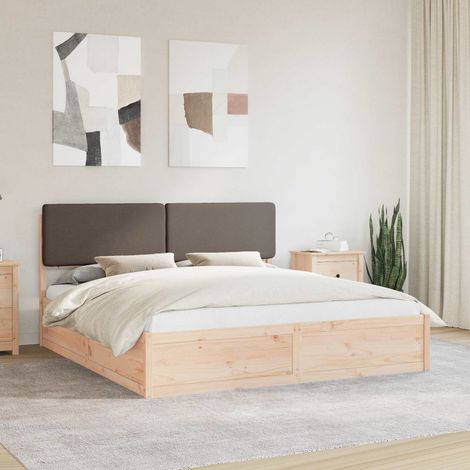 vidaXL Letto con Testiera Rivestita Talpa 180 x 200 cm Pino massello (1/5)