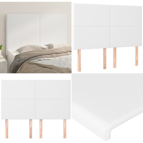 Cabecero de cama blanco 144x5x118/128 cm piel sintética - Cuero sintético - Cabecero blanco