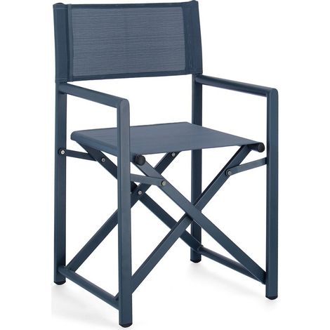 Sedia Registra Linea Taylor in Alluminio Verniciata Blu Navy, Seduta e Schienale Textilene Pieghevole. (1/5)