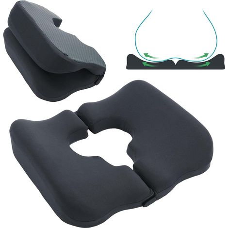 Coussin Hémorroïdes, Coussin Coccyx, Coussin en Mousse Mémoire, Coussin Donut à Ouverture Centrale, Pliant et Confortable, pour Chaise de Bureau, Siège Auto et Confort Quotidien (1/5)