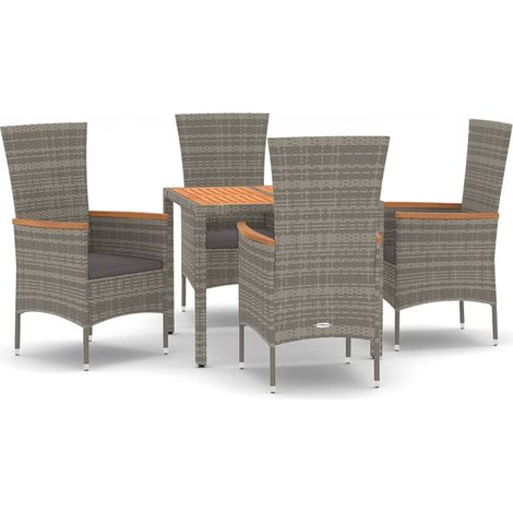 Maison Exclusive - Set da Pranzo da Giardino 5 pz con Cuscini in Polyrattan Grigio