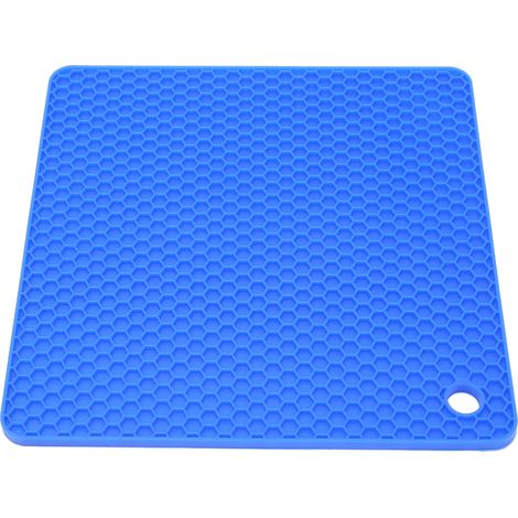 Tapis isolant thermique carré en silicone épais antidérapant et résistant à la chaleur pour pot à cire et bol - Bleu foncé (1/5)