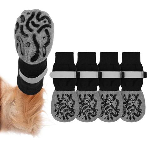 Calcetines antideslizantes para perros - 2 pares de calcetines ajustables para perros pequeños y medianos - Protección para las patas (1/5)