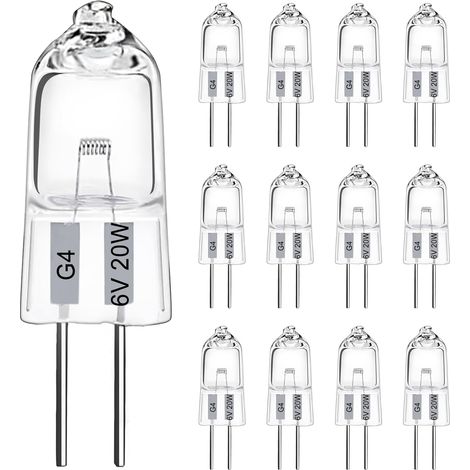 G4-Halogenlampen – 12er-Pack – Klarglas – Warmweißes Licht (2700 K), dimmbar – Wohnzimmer, Küche, Büro – 6 V, 20 W (1/5)