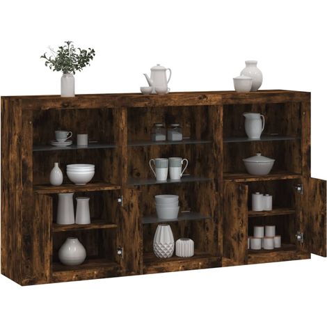 Sideboard with LED Lights Smoked Oak 181.5x37x100 cm vidaXL