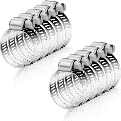 Collier de Serrage Réglables 10 Pièces Collier de Serrage Métallique 16-25mm Collier de Serrage Inox pour Gaine Hotte Tuyau D'échappement Ventilateur