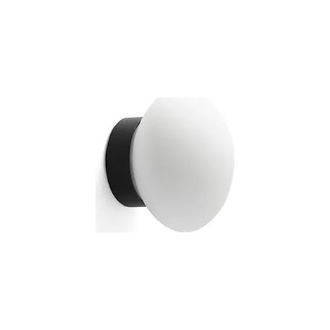 Faro Nubo 12cm Applique Globe Nero Opaco, Opale IP44 2700K