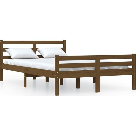 Maison Exclusive - Cadre de lit sans matelas marron miel bois massif 140x190 cm (1/5)
