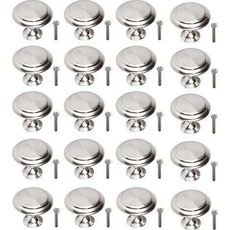 20er Möbelknauf Pilzförmiger 30mm Schubladengriff Edelstahl Rund Silber mit Schrauben