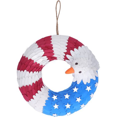 4. Juli-Kranz, 25 cm, wunderschönes Flaggen-Adler-Design, patriotischer Kranz, Dekoration zum Unabhängigkeitstag (1/5)