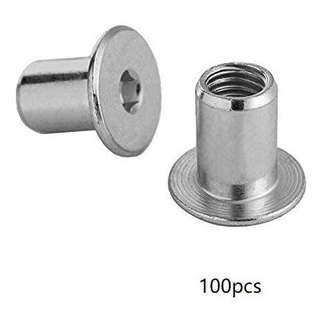 Écrou de douille avec douille hexagonale à tête plate M6 x 15 x 10 mm 100 pièces-LIAIKI (1/5)