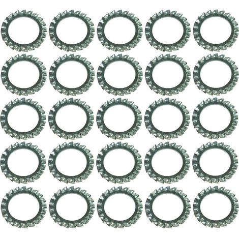 25x Rondella piatta per ventola con denti esterni, rondella di bloccaggio dentellata in acciaio zincato, DIN 6798 forma A, dente di bloccaggio, vite di fissaggio, bullone, ferramenta, elettrico, M16x2 (1/2)