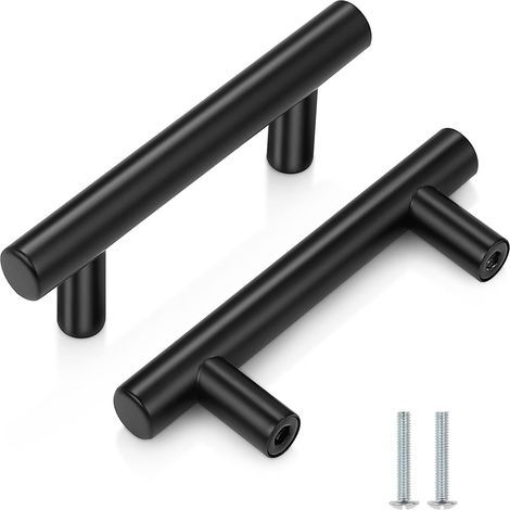Lot de 2 poignées de porte de cuisine en acier inoxydable brossé, poignées de placard, poignées de penderie, poignées de tiroir (entraxe 64 mm) (1/5)