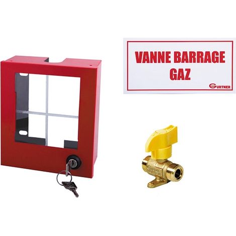 Gurtner – Coffret coupure gaz avec vanne NF RG8 – mâle 20x150 – largeur 155mm – hauteur 140mm – profondeur 70mm – 20 bar