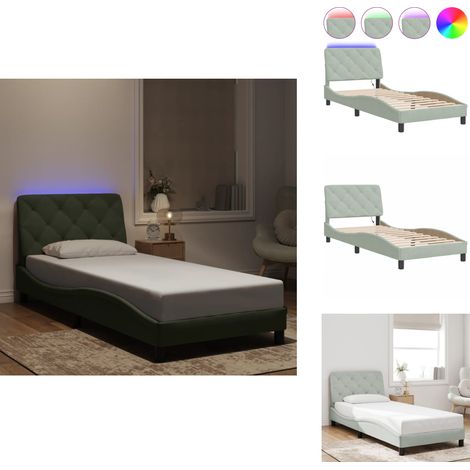 Cadre de lit avec LED sans matelas gris clair 80x200 cm velours - Cadre De Lit - Lit Avec Led - Lit Design - Lit Velours - Chambre À Coucher (1/5)