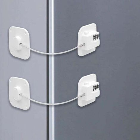 Juego de 2 candados para nevera con combinación, candados a prueba de niños para nevera, candados adhesivos de combinación para refrigerador, candados de seguridad para puertas de nevera, ventanas, ar