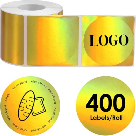CCYKXA  2 pièce Lot de 400 étiquettes thermiques rondes 50 mm autocollantes pour imprimante thermique, imperméables, résistantes à l'huile et aux rayures, pour logos, étiquettes de remerciement, adres