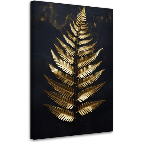 Tableau déco Feuille de fougère dorée sur fond noir 40x60 (1/5)
