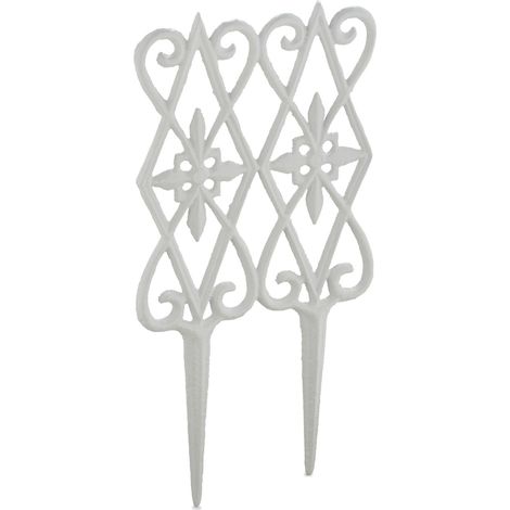 Set de 2 vallas de jardín decorativas 22 x 35 cm de hierro fundido blanco 130011995 (1/5)