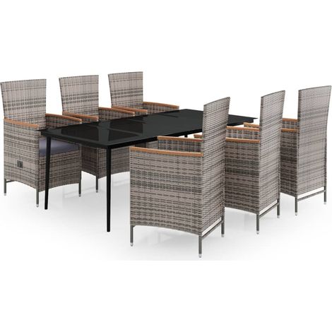 Set da Pranzo da Giardino 7 pz con Cuscini Grigio vidaXL (1/5)