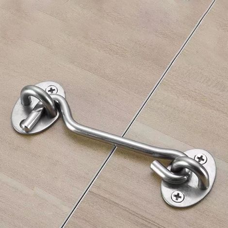 Lot de 2 crochets tempête en inox avec plaques à œillets, pour fenêtre – DELKEVIC
