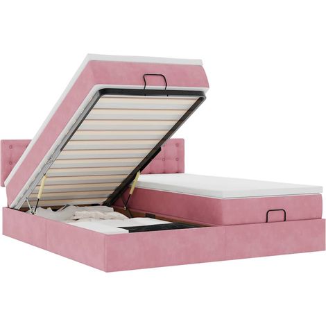 Maison Exclusive - Ottoman-Bett mit Matratzen & LEDs Rosa 160x200