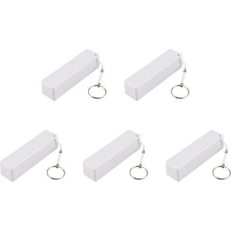 5 batteries externes chargeur portable 18650 avec porte-clés Blanc sans batterie (1/5)