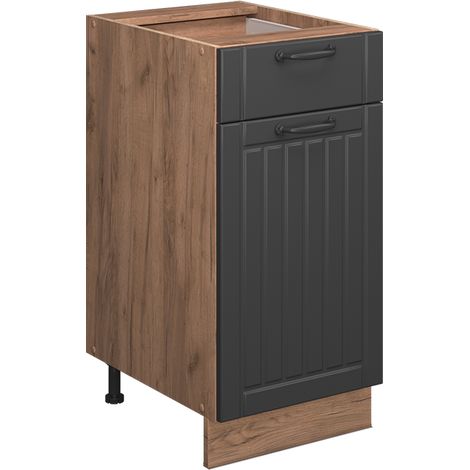 Mobiletto base per cucina Fame-Line, Grigio scuro, 40 cm senza piano di lavoro, Vicco