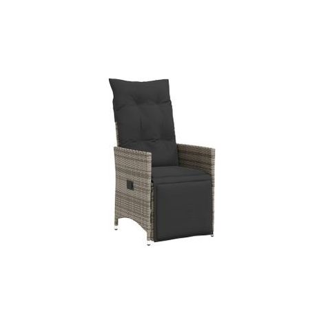 Chaise inclinable de jardin avec coussins gris résine tressée (1/5)