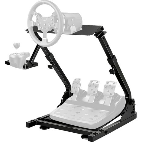 Soporte para volante de carreras, diseño ajustable, construcción robusta, color negro. (1/2)
