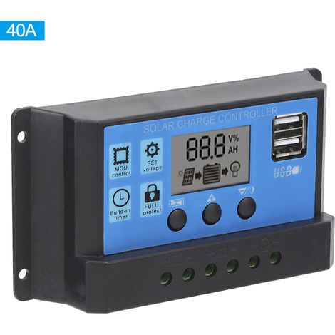Dual-USB-PWM-LCD-Solarladeregler mit automatischer Lasterkennung 12 V 24 V 40 A (1/5)