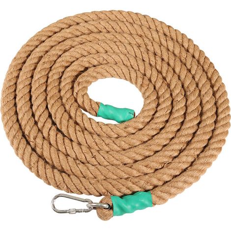 Kletterseil mit Karabiner, Power-Training-Seil – Seil für Muskeltraining, Krafttraining – 30 mm x 3 m (1/4)