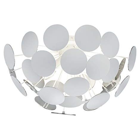 Plafoniera a Soffitto con Sfere Piatte Tonde Bianco Argento Discalgo GD Trio (1/3)