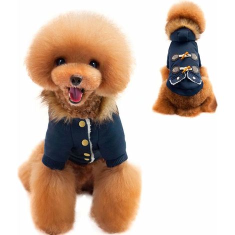Fournitures pour animaux de compagnie Vêtements pour animaux de compagnie à deux pattes épaisses à capuche à capuche en corne à capuche pour chien, bleu M (1/5)