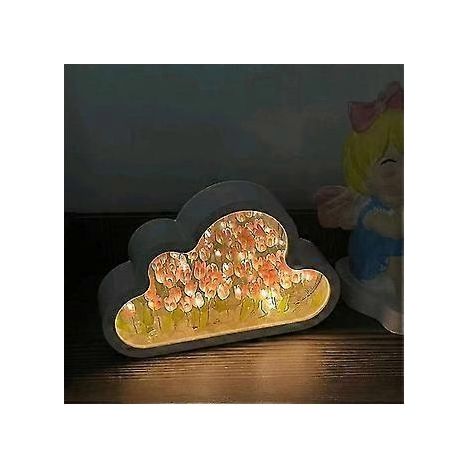 Veilleuse tulipe à faire soi-même, veilleuse miroir tulipe nuage, fleur artificielle pour chambre (B) (1/3)