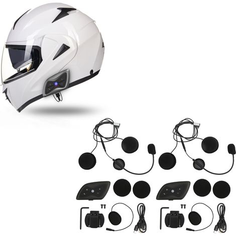 Ein Paar T6 Plus Bluetooth-Funkgeräte für Motorradfahrer (mit integriertem Akku). (1/5)
