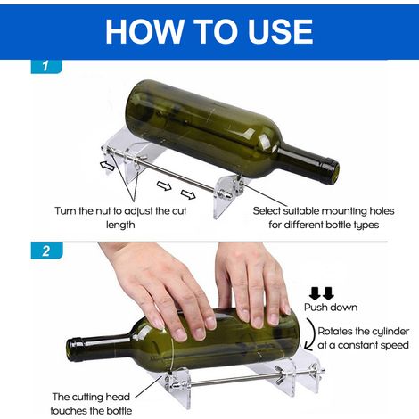 Cortador de botellas de vidrio: herramientas de bricolaje para cortar botellas redondas, cuadradas y ovaladas. (1/2)