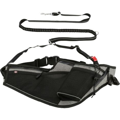Jogginggurt für Hunde TRIXIE mit integrierter Leine schwarz/grau 115–150 cm (1/5)