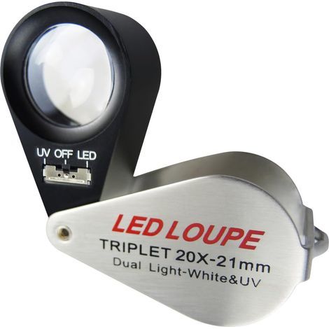 Bijouterie Loupe avec Lumière 20x Agrandissement, Pliage Loupe avec LED et UV Lumière, Horlogerie Loupe pour Diamants, Bijouterie, Pièces de Monnaie, Timbres 21mm (1/4)