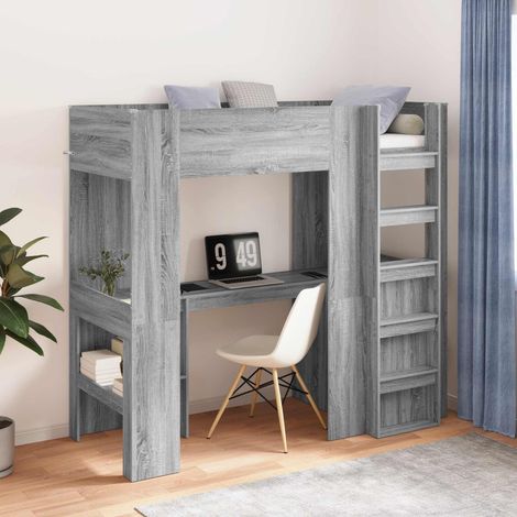 Etagenbettgestell mit Schreibtisch Graues Sonoma 75 x 190 cm