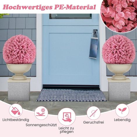 2er buchsbaumkugel 44 cm kunstpflanze eukalyptus buchsbaum kugel graskugel pflanzenkugel rosa