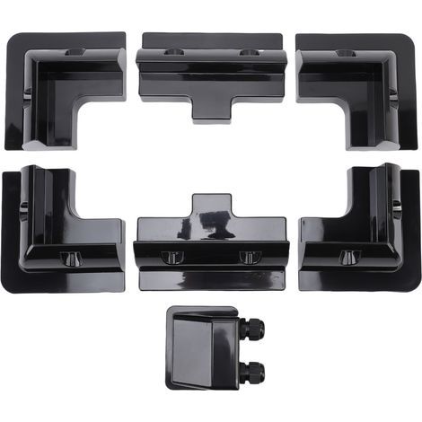 Ortviai Support de Panneaux Solaires en ABS avec Boîte de Dérivation – Kit Complet (4 Coins + 2 Côtés + 1 Boîte) Noir (1/5)