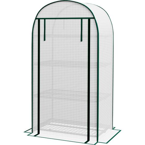 Serra da giardino, serra da balcone, resistente ai raggi UV, porta avvolgibile, 4 ripiani, copertura in PE, 80 x 50 x 160 cm, bianca -Crezuo