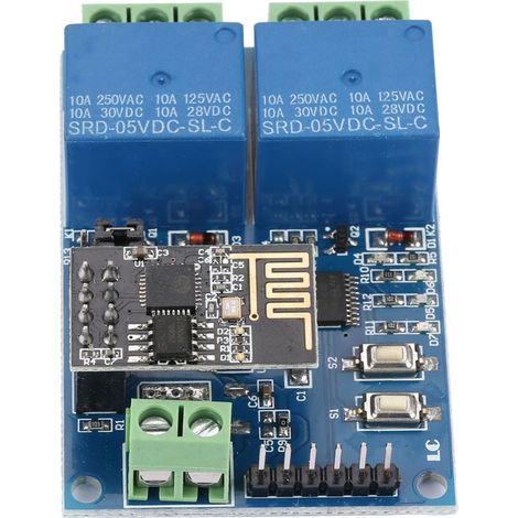 Module relais WiFi double canal ESP8266 5V pour maison connectée, application mobile et commande à distance (1/5)